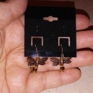 Handcrafted Glass Bead Dragonfly Earrings